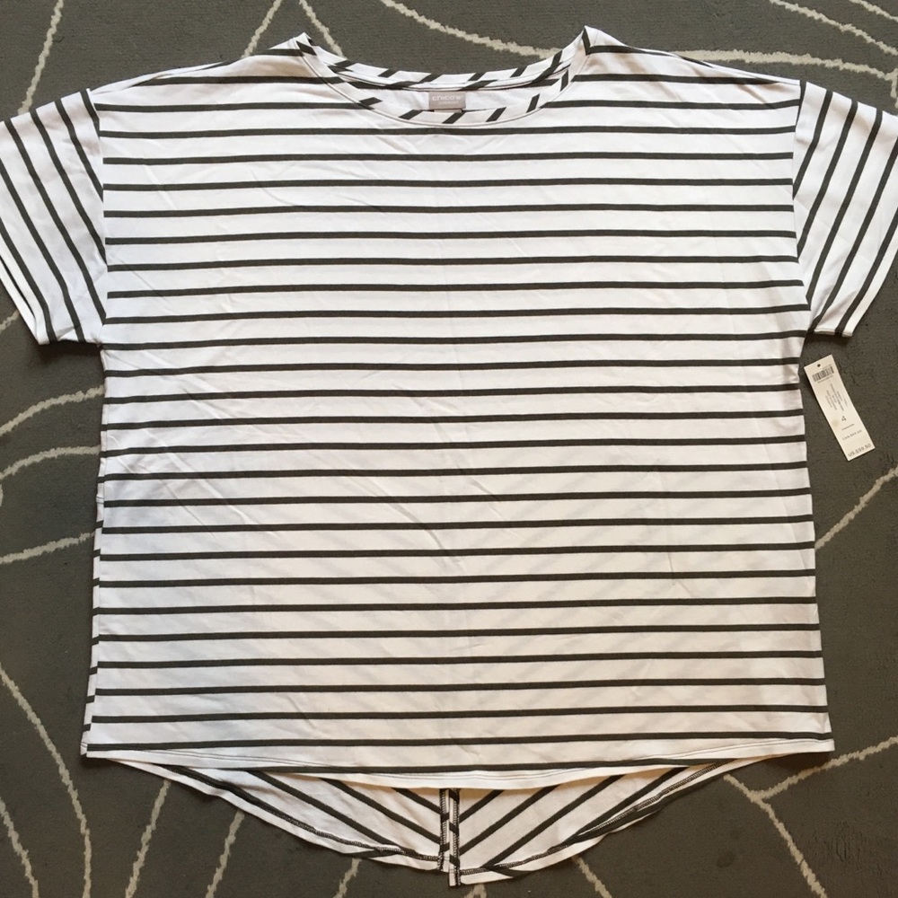 Chico’s olive stripes top 4
